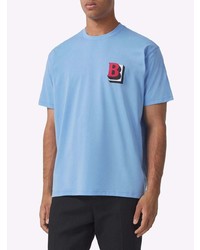 Мужская голубая футболка с круглым вырезом с принтом от Burberry