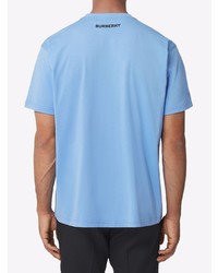 Мужская голубая футболка с круглым вырезом с принтом от Burberry