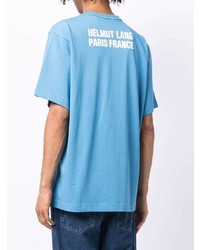 Мужская голубая футболка с круглым вырезом с принтом от Helmut Lang
