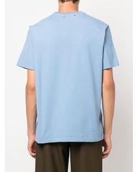 Мужская голубая футболка с круглым вырезом с принтом от Golden Goose