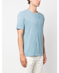 Мужская голубая футболка с круглым вырезом с принтом от Jacob Cohen