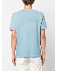 Мужская голубая футболка с круглым вырезом с принтом от Jacob Cohen