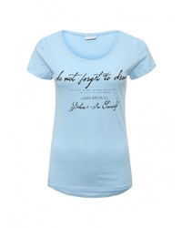 Женская голубая футболка с круглым вырезом с принтом от Jacqueline De Yong
