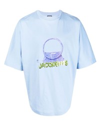 Мужская голубая футболка с круглым вырезом с принтом от Jacquemus