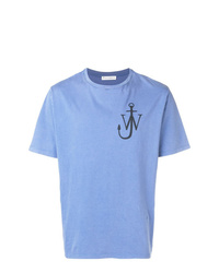 Мужская голубая футболка с круглым вырезом с принтом от JW Anderson