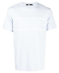 Мужская голубая футболка с круглым вырезом с принтом от Karl Lagerfeld