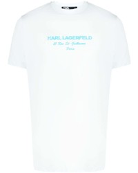 Мужская голубая футболка с круглым вырезом с принтом от Karl Lagerfeld