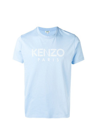 Мужская голубая футболка с круглым вырезом с принтом от Kenzo