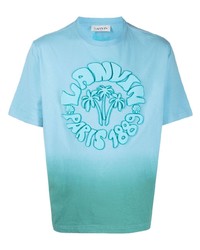Мужская голубая футболка с круглым вырезом с принтом от Lanvin