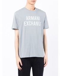 Мужская голубая футболка с круглым вырезом с принтом от Armani Exchange