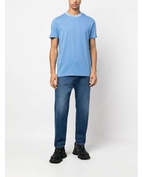 Мужская голубая футболка с круглым вырезом с принтом от Moncler