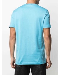Мужская голубая футболка с круглым вырезом с принтом от Versace