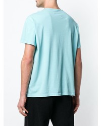 Мужская голубая футболка с круглым вырезом с принтом от Maison Margiela