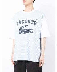 Мужская голубая футболка с круглым вырезом с принтом от Lacoste