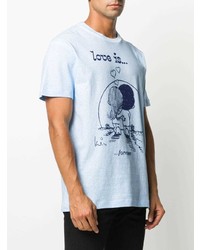 Мужская голубая футболка с круглым вырезом с принтом от DSQUARED2