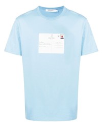 Мужская голубая футболка с круглым вырезом с принтом от MAISON KITSUNÉ