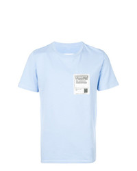 Мужская голубая футболка с круглым вырезом с принтом от Maison Margiela