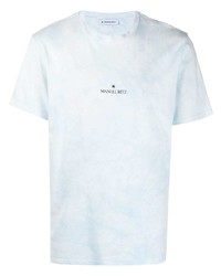 Мужская голубая футболка с круглым вырезом с принтом от Manuel Ritz