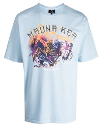 Мужская голубая футболка с круглым вырезом с принтом от Mauna Kea