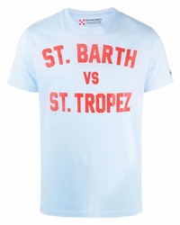 Мужская голубая футболка с круглым вырезом с принтом от MC2 Saint Barth