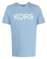 Мужская голубая футболка с круглым вырезом с принтом от Michael Kors