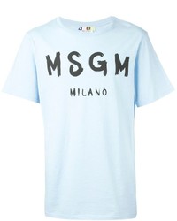 Мужская голубая футболка с круглым вырезом с принтом от MSGM