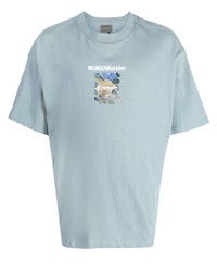 Мужская голубая футболка с круглым вырезом с принтом от Musium Div.