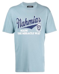 Мужская голубая футболка с круглым вырезом с принтом от Nahmias