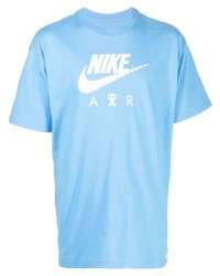 Мужская голубая футболка с круглым вырезом с принтом от Nike