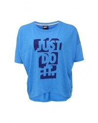 Женская голубая футболка с круглым вырезом с принтом от Nike