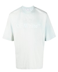 Мужская голубая футболка с круглым вырезом с принтом от Off-White