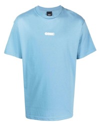 Мужская голубая футболка с круглым вырезом с принтом от Omc