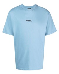 Мужская голубая футболка с круглым вырезом с принтом от Omc
