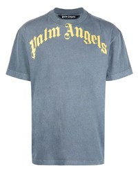Мужская голубая футболка с круглым вырезом с принтом от Palm Angels