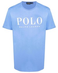 Мужская голубая футболка с круглым вырезом с принтом от Polo Ralph Lauren