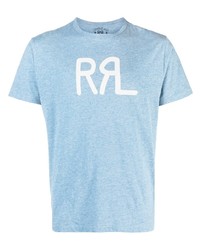 Мужская голубая футболка с круглым вырезом с принтом от Ralph Lauren RRL