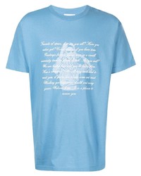 Мужская голубая футболка с круглым вырезом с принтом от Saintwoods