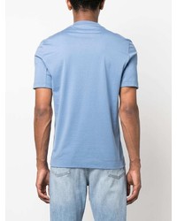 Мужская голубая футболка с круглым вырезом с принтом от Brunello Cucinelli
