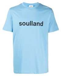 Мужская голубая футболка с круглым вырезом с принтом от Soulland