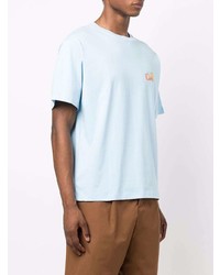 Мужская голубая футболка с круглым вырезом с принтом от CLOTTEE