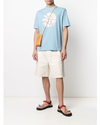 Мужская голубая футболка с круглым вырезом с принтом от Lanvin