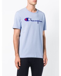 Мужская голубая футболка с круглым вырезом с принтом от Champion