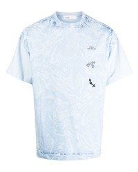 Мужская голубая футболка с круглым вырезом с принтом от Toga