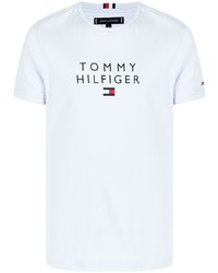 Мужская голубая футболка с круглым вырезом с принтом от Tommy Hilfiger