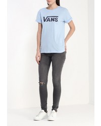 Женская голубая футболка с круглым вырезом с принтом от Vans