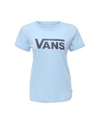 Женская голубая футболка с круглым вырезом с принтом от Vans