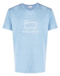 Мужская голубая футболка с круглым вырезом с принтом от Woolrich