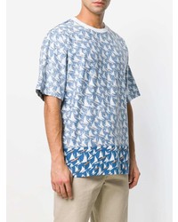 Мужская голубая футболка с круглым вырезом с принтом от Marni