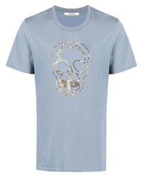 Мужская голубая футболка с круглым вырезом с принтом от Zadig & Voltaire