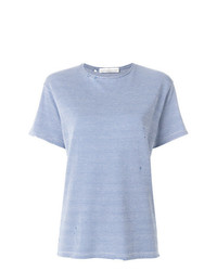 Женская голубая футболка с круглым вырезом с узором "гусиные лапки" от Golden Goose Deluxe Brand